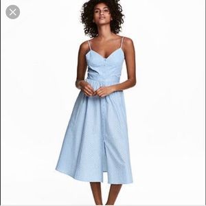 H&M midi blue polka dot dress